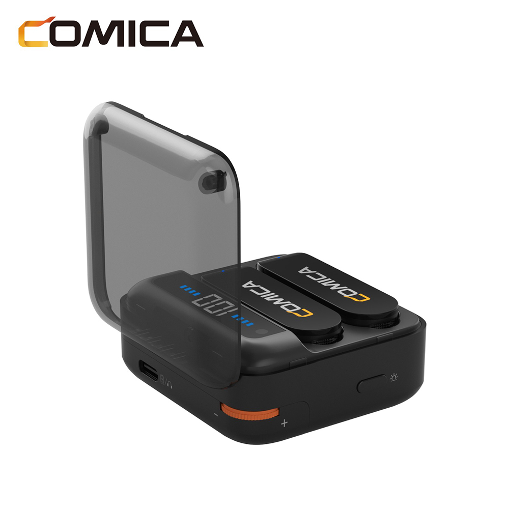 Comica Vimo S 2.4G Wireless Lavalier Microphone Compact Lapel Microphone With Charging Case for iPhone Android phone