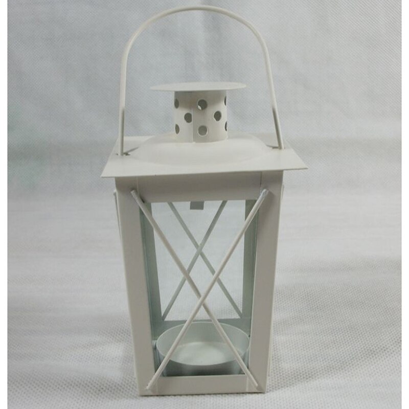 Retro Metal Lantern Candle Holder Garden Night Wedding Outdoor Tea Light British Iron Romantic Wedding Style Black White: 02