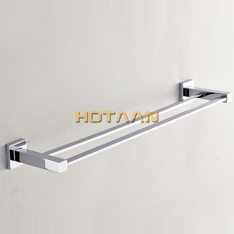 Toallero doble de acero inoxidable cromado para baño, soporte para toalla, ganchos de 60cm, montado en la pared