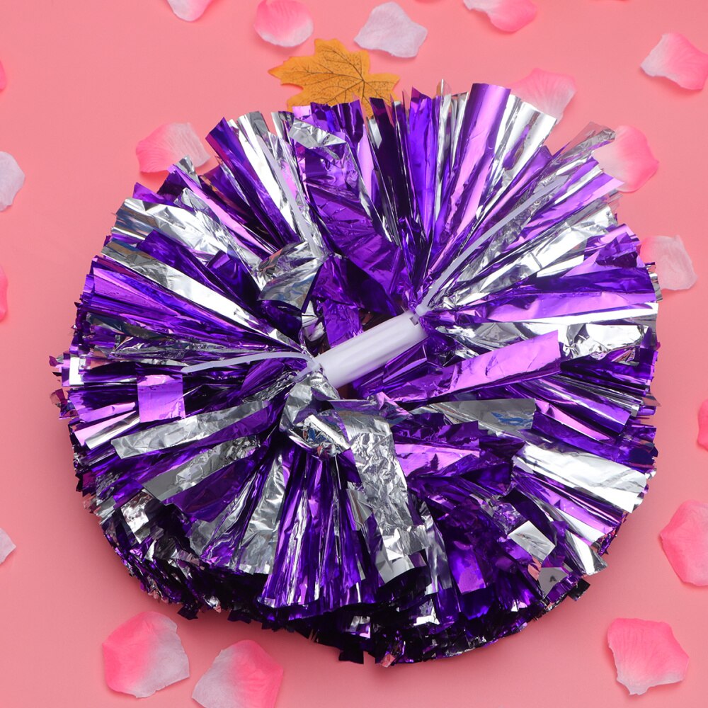 2 Pcs Cheering Balls Squad Spirited Shinny Cheerleading Kit Cheer Poms Cheerleaders Supples with Handle for Competition: As Shown 2