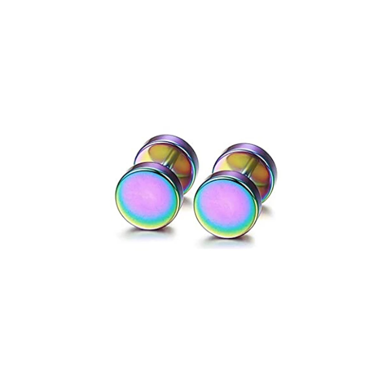 6 Paare Runde Ohrringe einstellen Edelstahl Zucht Ohrringe für Männer und Frauen Ohr Stecker Punk Stil Durchbohrte Schmuck 6MM: bunt-6MM-1Paare