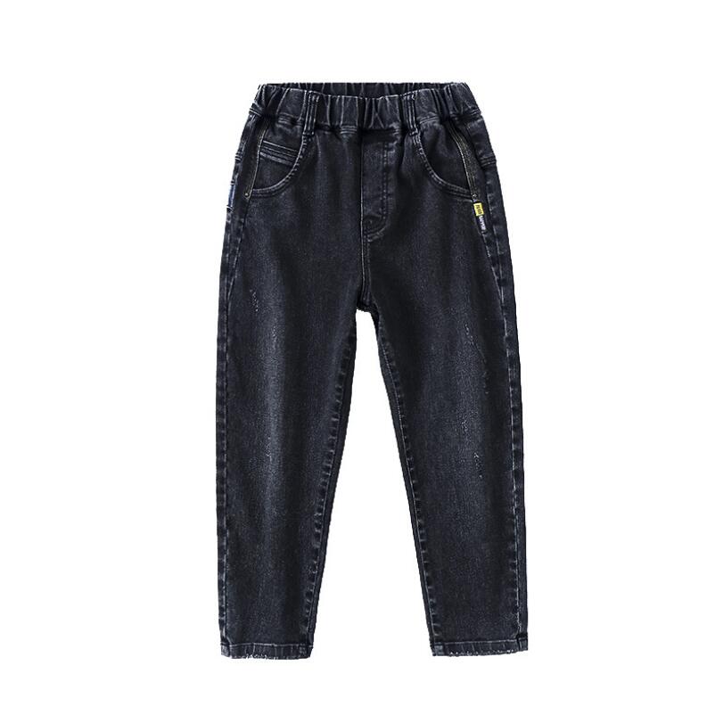 Boys Jeans 4-16Y Winter Thicken Fleece Lining Teenage Warm Pants Denim Loose Elastic Trousers Children Outfit School Wear Cloth