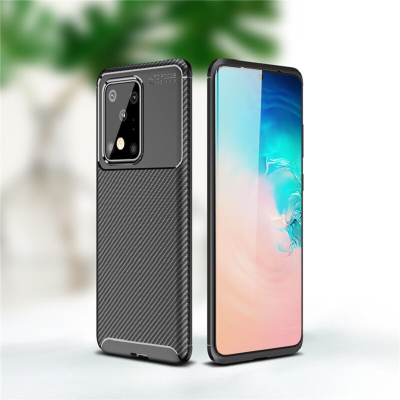 Geschikt Voor Samsung S20 Ultra Carbon Fiber Kever Anti-Val Shell Note10 Lite Cooling Tpu Beschermende Zakelijke Stijl Cover