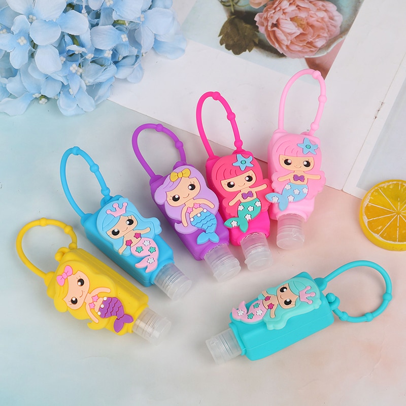 Antibacterial, de sirena, baño, Baby Shower, Sirena de silicona, desinfectante de manos, soporte para botella, decoraciones para de cumpleaños, recuerdos