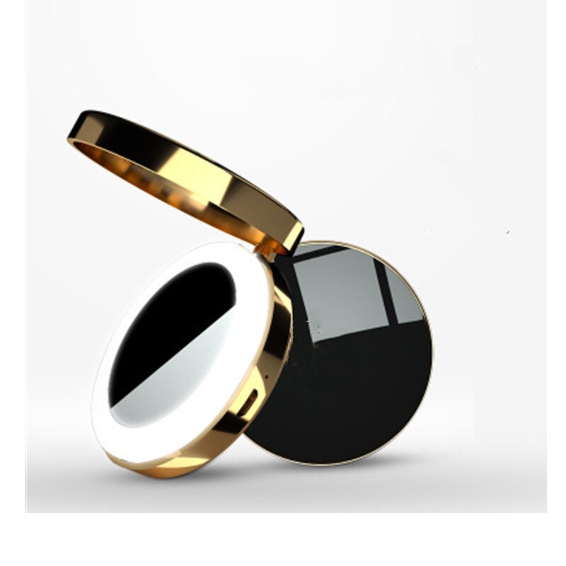 Light 4X Makeup Mirror with LED Pocket Mirror USB Mini Makeup Mirrors Magnifying Mirror Travel Cable-battery Vanity Mirror