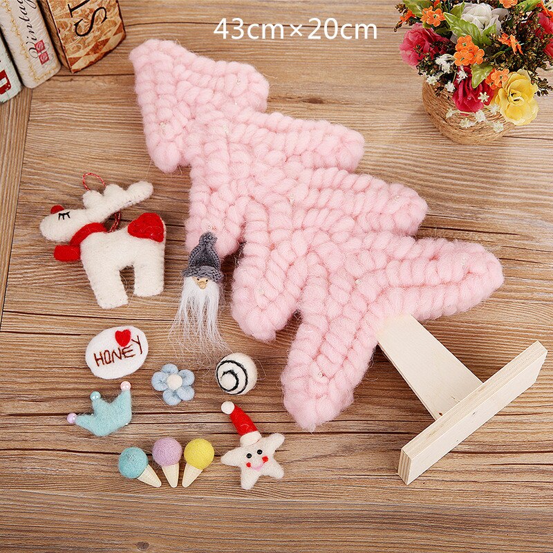 Handmade wool felt Christmas tree Desktop Christmas ornaments decorations DIY materials home furnishings scene party decoration: Fluorescence Yellow