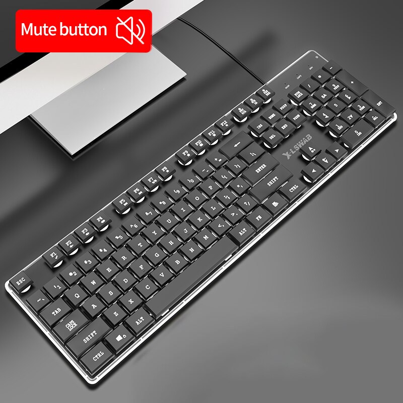 EWEADN Gaming keyboard Wired Gaming Mouse Kit 104 Keycaps With RGB Backlight keyboard Gamer Ergonomic Silent For Laptop: Silver