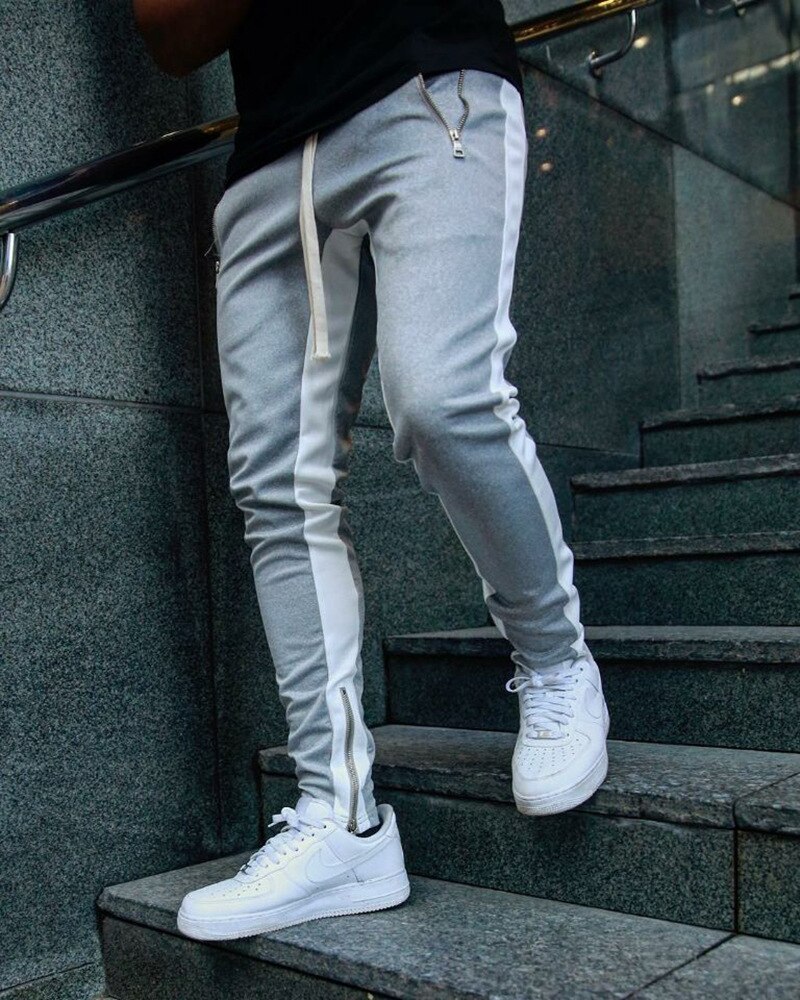Vinter træning streetwear efterår sport bukser mænd snøre træning jogging lange bukser fodbold træning joggingbukser herrebukser: Grå / Xxl