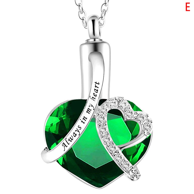 Always in my heart Locket screw Heart cremation memorial ashes urn birthstone necklace jewelry keepsake pendant: E