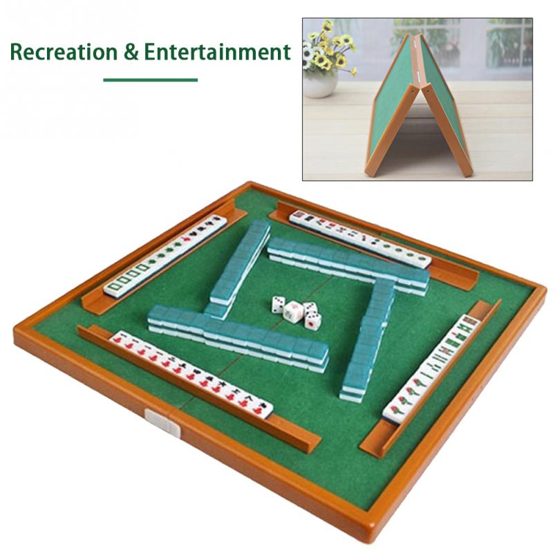 Mini mahjong pöytäpakkauksella lautapeli perhe hauska lelu taitettavalla pöydällä kevyt mini mahjong setti puoluepeli