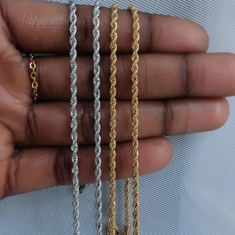 Rope Chain Women Necklace Stainless Steel Gold Color Chain Necklace For Women Jewelry