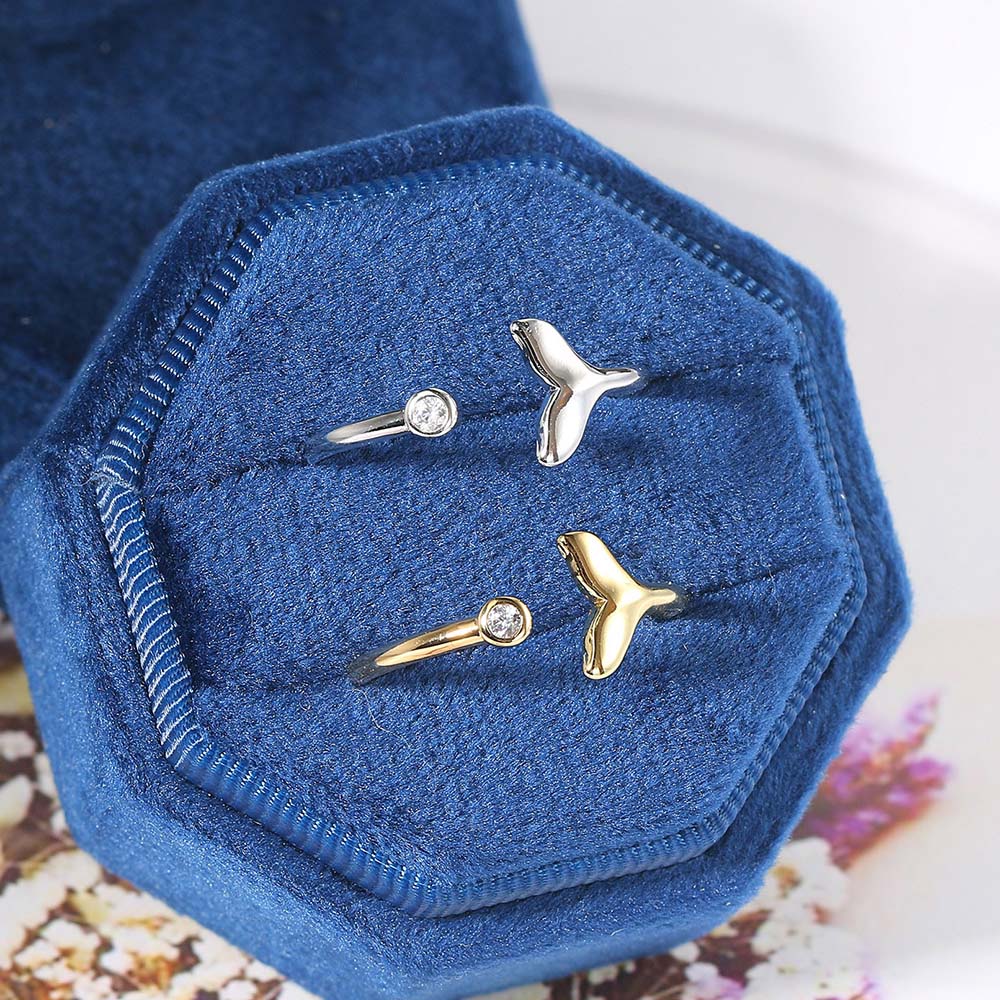 Verstelbare Mermaid Tail Vrouwen Ring Goud Kleur Dainty Ringen Met Zirkoon Opening Voor Meisjes Trend Sieraden r385