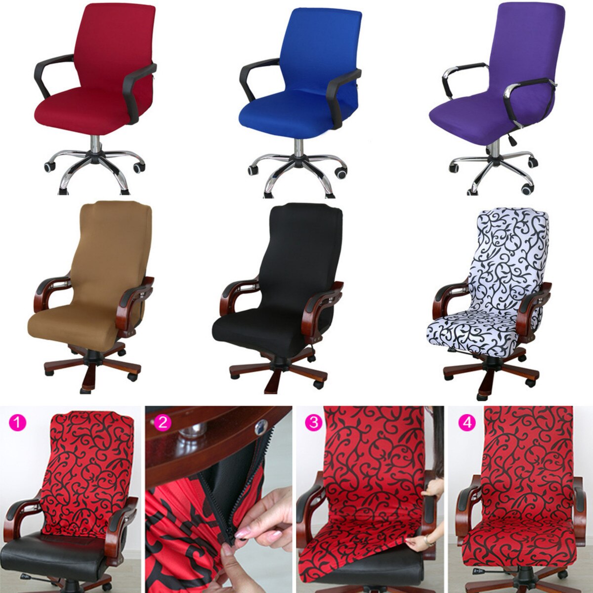 3 kleuren m/l universele moderne simplistische stijl stof rekbare stoelhoes thuiskantoor café computer draaibare stoelhoes