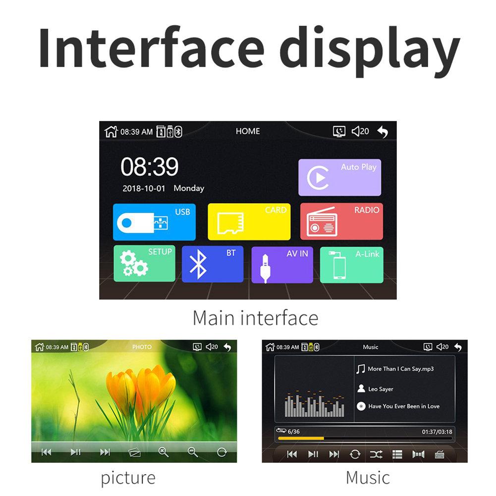 7 Inch 2 DIN MP5 Car Player Bluetooth Touch Screen Stereo Radio Rear View Camera Supports Car Play For Android Image Connection