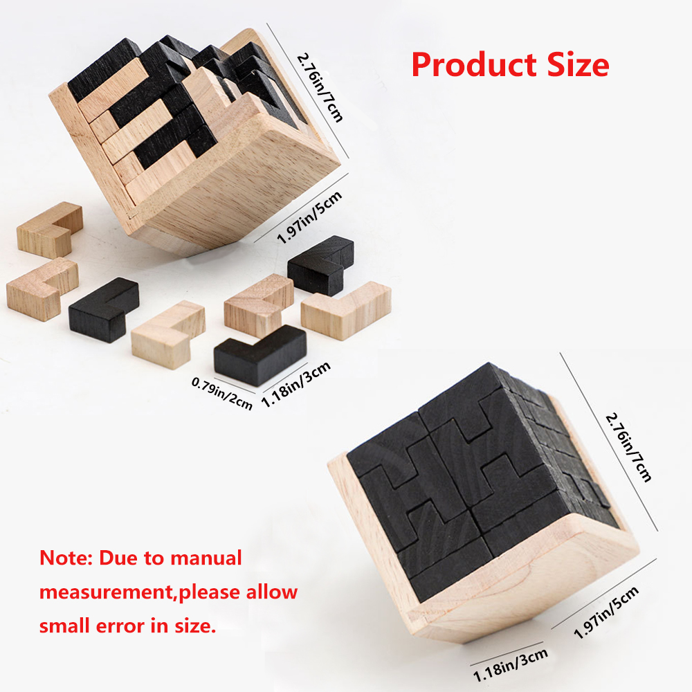 3D Wooden Puzzles IQ Toy 54pcs L/ 54pcs TH shape Cube Educational Toys for Puzzle Enthusiasts, Intellectual Game