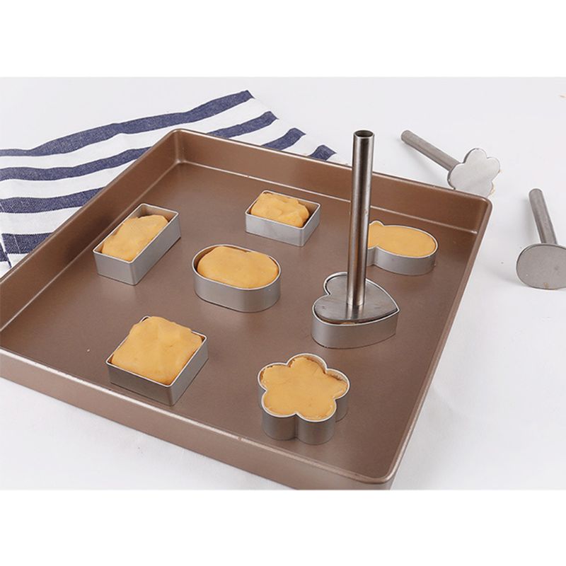 10 Pcs Square Rectangle Ellipse Heart Pineapple Shape Pie Cake Cookie Mold Biscuit Cutter Stamp Press Cutting Tools For Kitchen