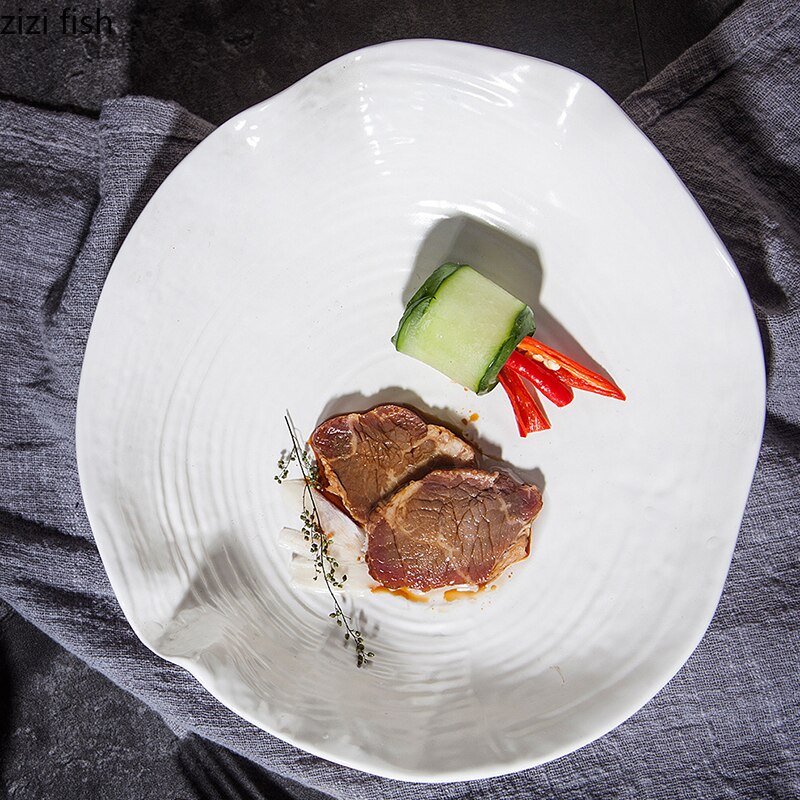 Ceramic Pasta Steak Plates Dinner Dish Shaped Tableware Salad Plate Snack Desserts Tray Hotel Restaurant Vegetable Dish