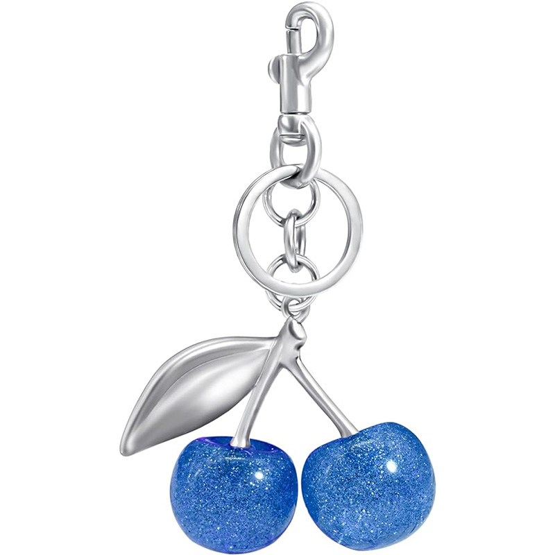 Llavero de cereza, dijes para bolso, bonito llavero con dije para bolso, accesorios de cereza para de mujer: Azul