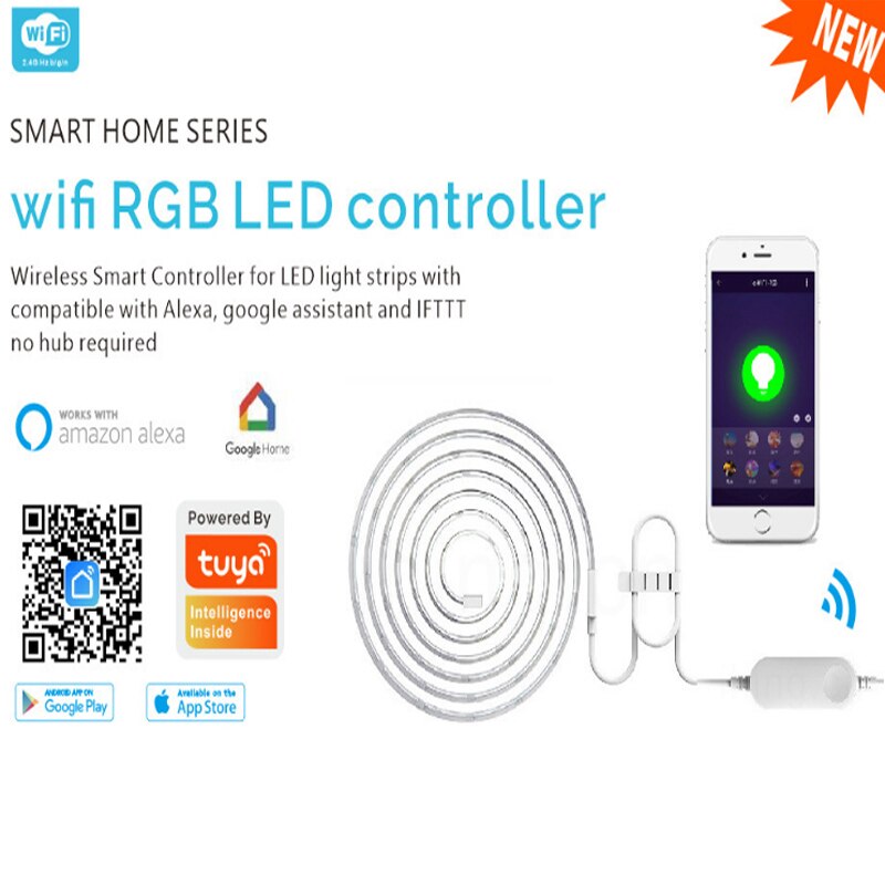 Tuya WiFi Smart LED Strip Light Controller RGB 4pin 5-24V APP Remote Voice Control Compatible Alexa Echo Google Home IFTTT