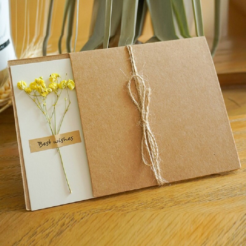1Pack 17*12cm Kraft leer getrocknete blumen Geburtstag Karte für Weihnachten hochzeit einladung karte grußkarten mit sonnenblume Rose: 11