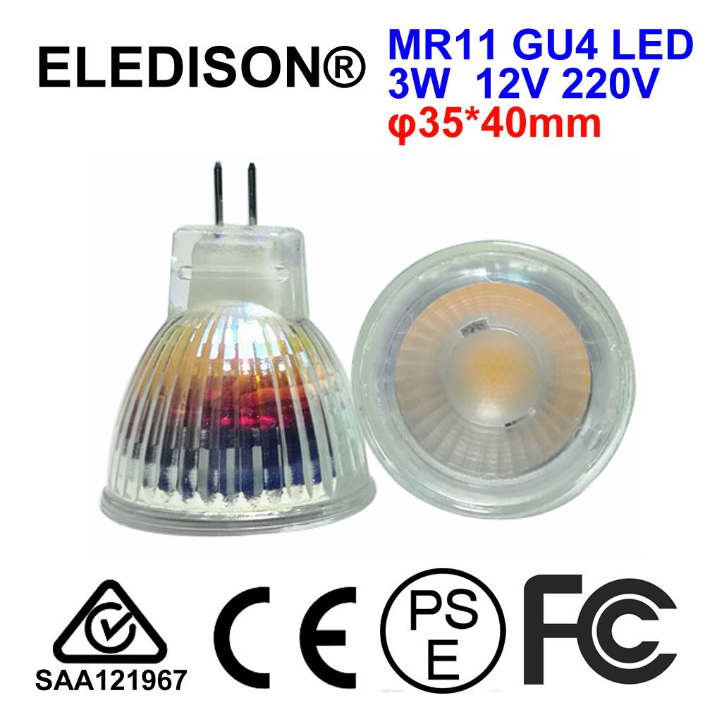 3 W COB LED GU4 Lamp MR11 12 V AC DC 250LM 35mm Diameter Mini Kast Nacht Onder Grond Licht Vervangen 20 W Halogeenlampen