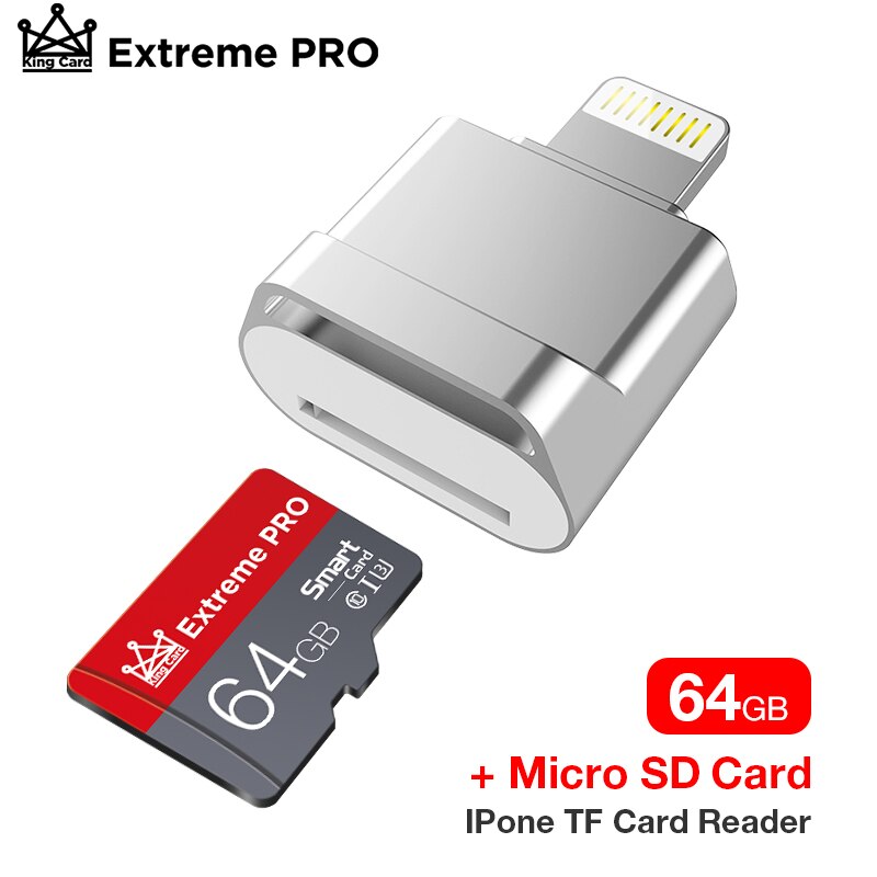 Lettore di schede Mini OTG per iPhone TF Card 16 32 64 128GB Plug & Play adattatore da Lightning a MicroSD nessun Driver necessario: Silver 64GB