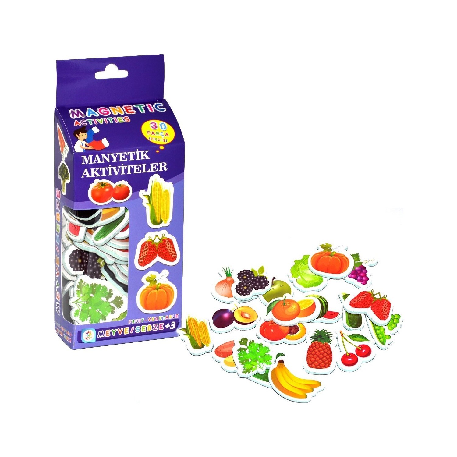 Utku Lern-Set Magnetische Obst & Gemüse - 30 Teile Spielzeug Lebensmittel für Kinder