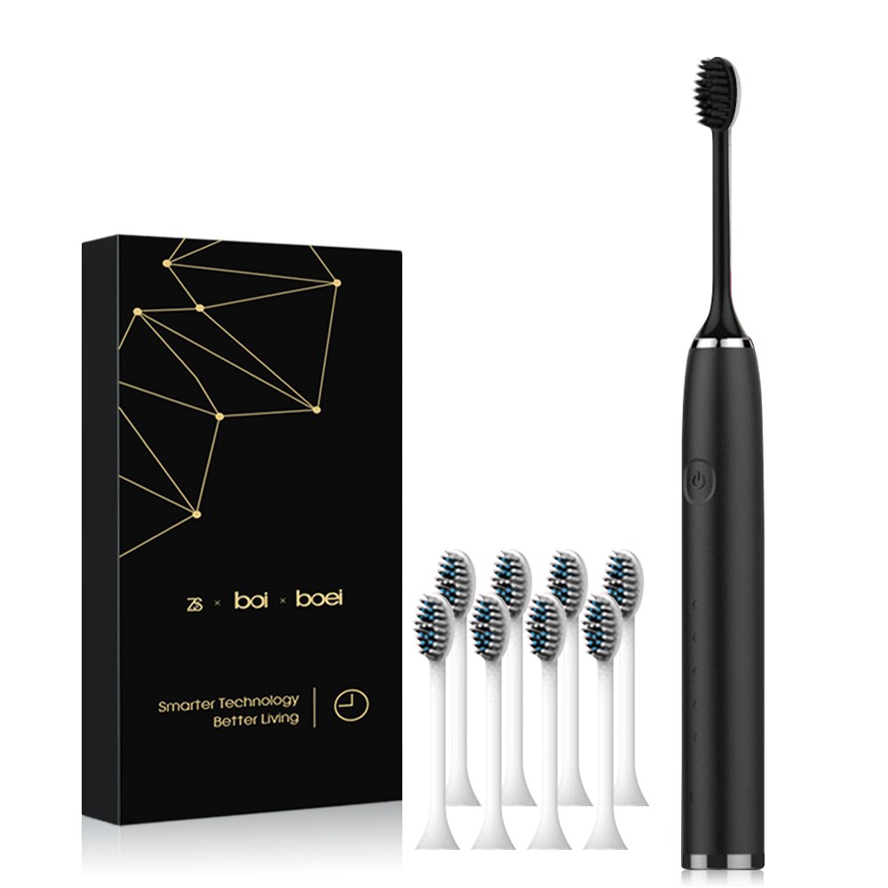 ZS-cepillo de dientes eléctrico sónico para adultos, dispositivo IPX7 recargable por USB, lavable, 5 modos, cuidado de las encías, con 8 cabezales de repuesto: A4O104-2