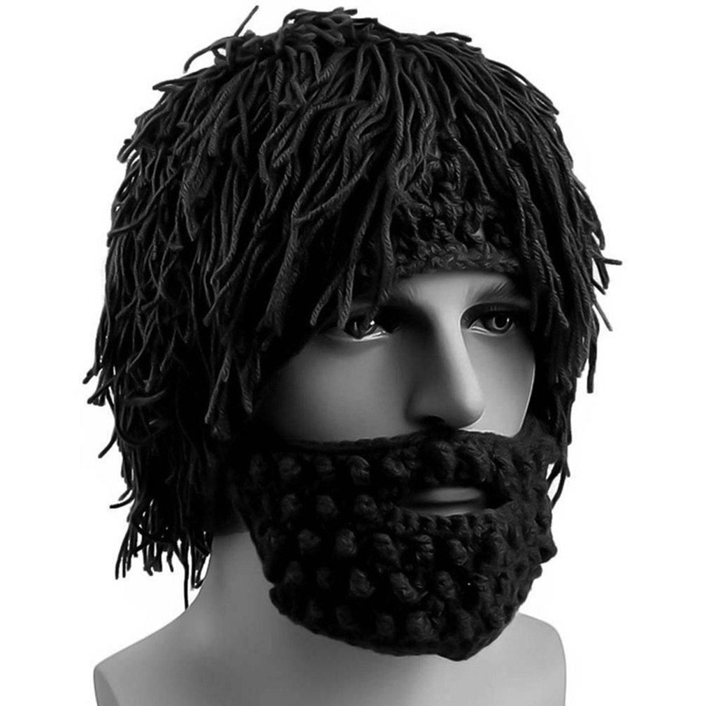 Handgemaakte gebreide heren winter haak snor baard muts mutsen gezicht kwast fiets masker ski warme muts grappig