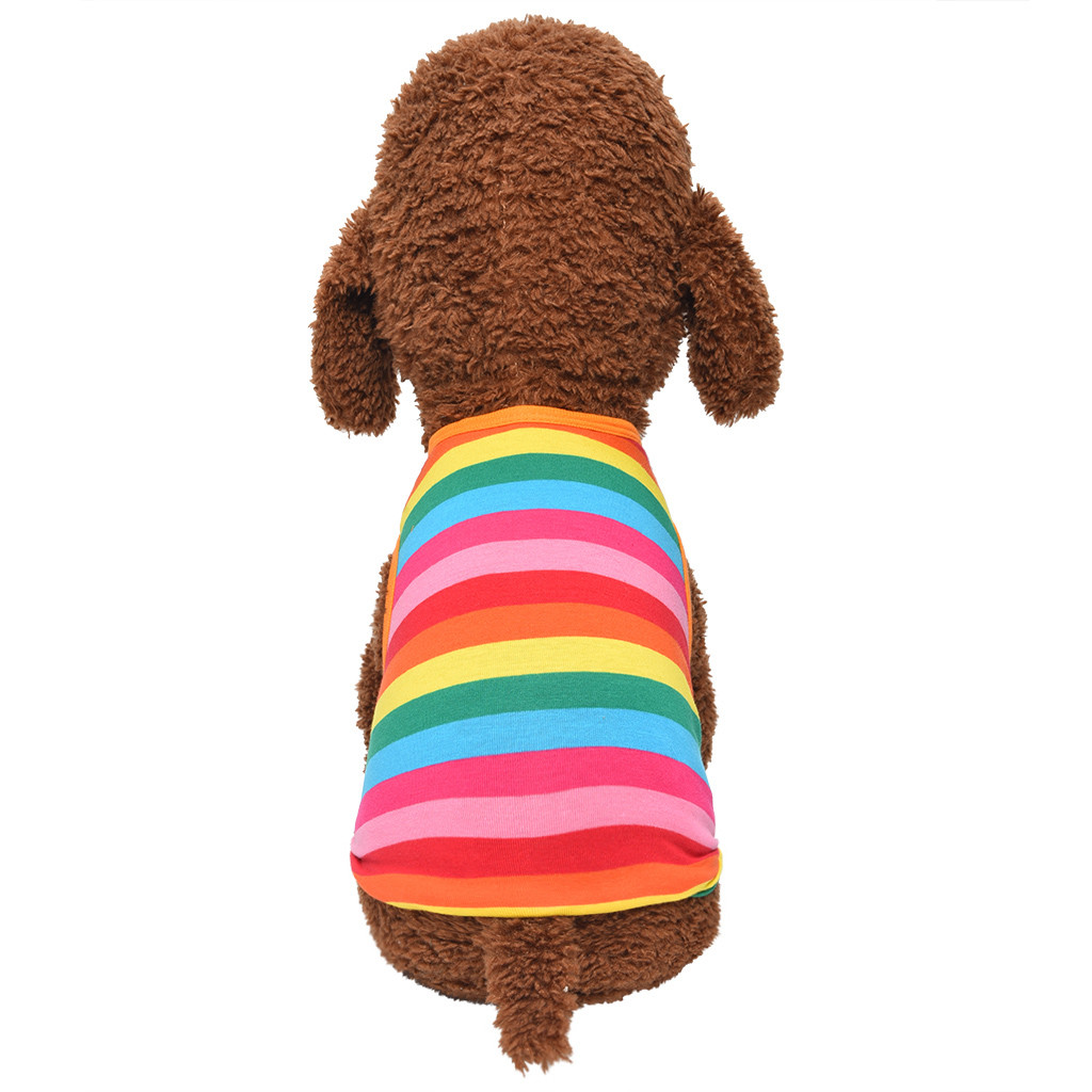 Moda kamizelka dla zwierząt lato i jesień tęczowe paski placki ubrania dla kotów ubrania dla psów Mascotas akcesoria kombinezon dla szczeniaka kurtka Perro