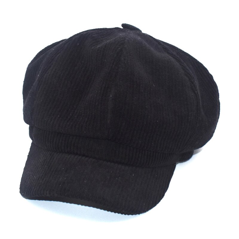Fuodrao åttkantiga hattar dam vintage baskerhatt höst vinter manchester gorras planas casual newsboy keps  c10: Svart