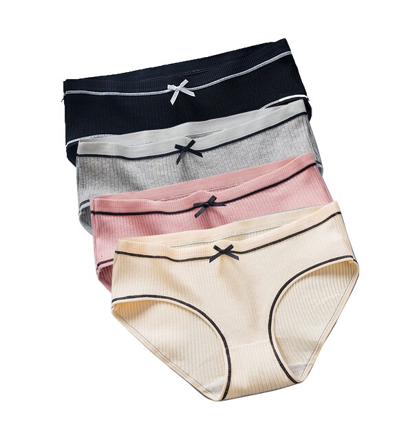 Conjunto de ropa interior de algodón para mujer, bragas de cintura media sólidas, lencería acogedora, calzoncillos tentadores, ropa interior femenina: M / NA11