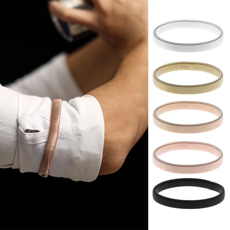 Bras chauffe-chemise porte-manches en métal anti-dérapant élastique Bracelets extensible brassard 87HB