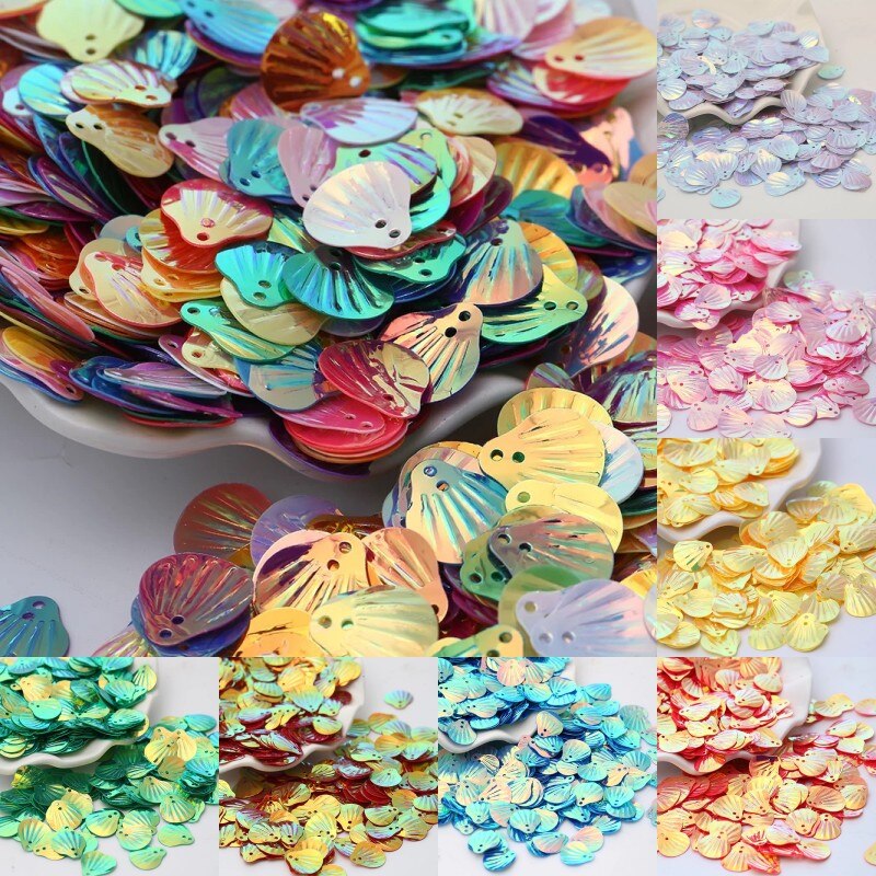 300pcs/Lot 13mm Gold Undertone Shell shape Loose Sequins Wedding confetti DIY Sewing Material Party decoration Accessories