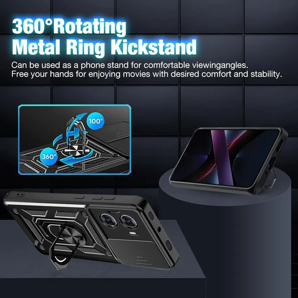 Pansercover til xiaomi poco  x7 pro 5g , linsebeskyttelse med ring, magnetisk holder, coque, skal, fundas