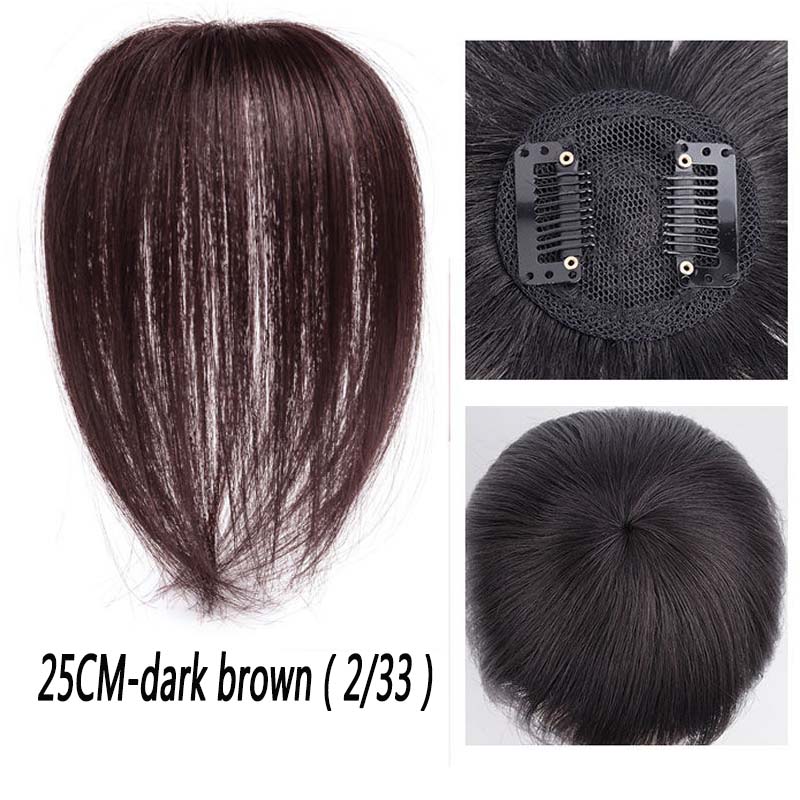 Extensión de cabello sintético para mujer, tupé de pelo corto con 2Clip en una pieza, con flequillo gratis, resistente al calor: 25cm-2-33