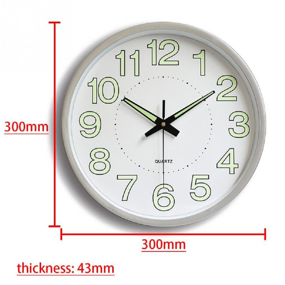 Decorative Wall Clock Luminous Glow In Dark Quartz Plastic Watch Home Decor Mute Living Room Digital Wall Clocks