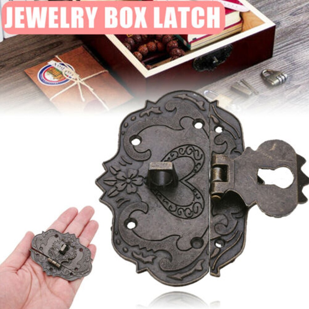 With Screws Mini Multipurpose Jewelry Box Hasp Antique Wooden Cases Chests Lock Latch Home Furniture Buckle Retro Hardware Decor