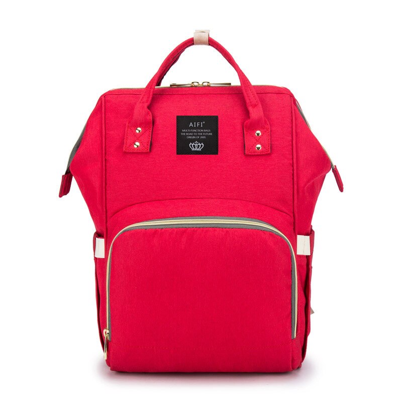 Stijl Luiertas Multifunctionele Mother 'S Tas Mode Mama Zuigfles Rugzak Aiaper Rugzak: Red