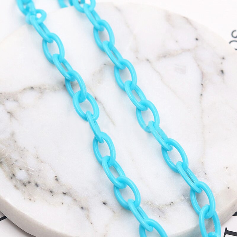 DoreenBeads Bunte Kunststoff Geschlossen Gelötet Link Kabel Kette Oval DIY Herstellung Von Schmuck Erkenntnisse 13x8mm, 42cm Lang, 2 PCs: Sky Blue