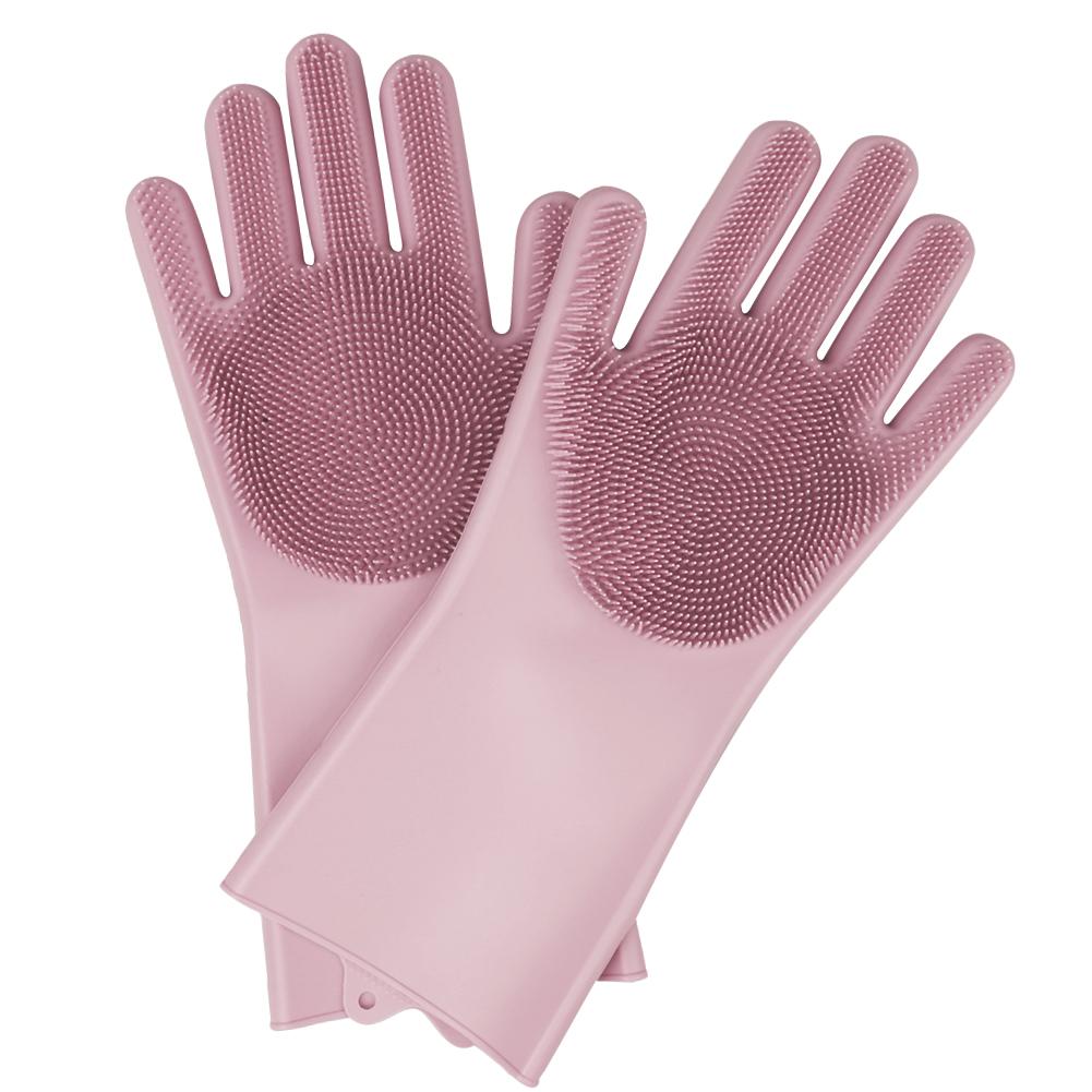 1pcs Silicone Glove Hand-Worn Dishwashing Brush Magic Protect Hands Against High Temperature Cleaning Tool Household Gloves: Paars