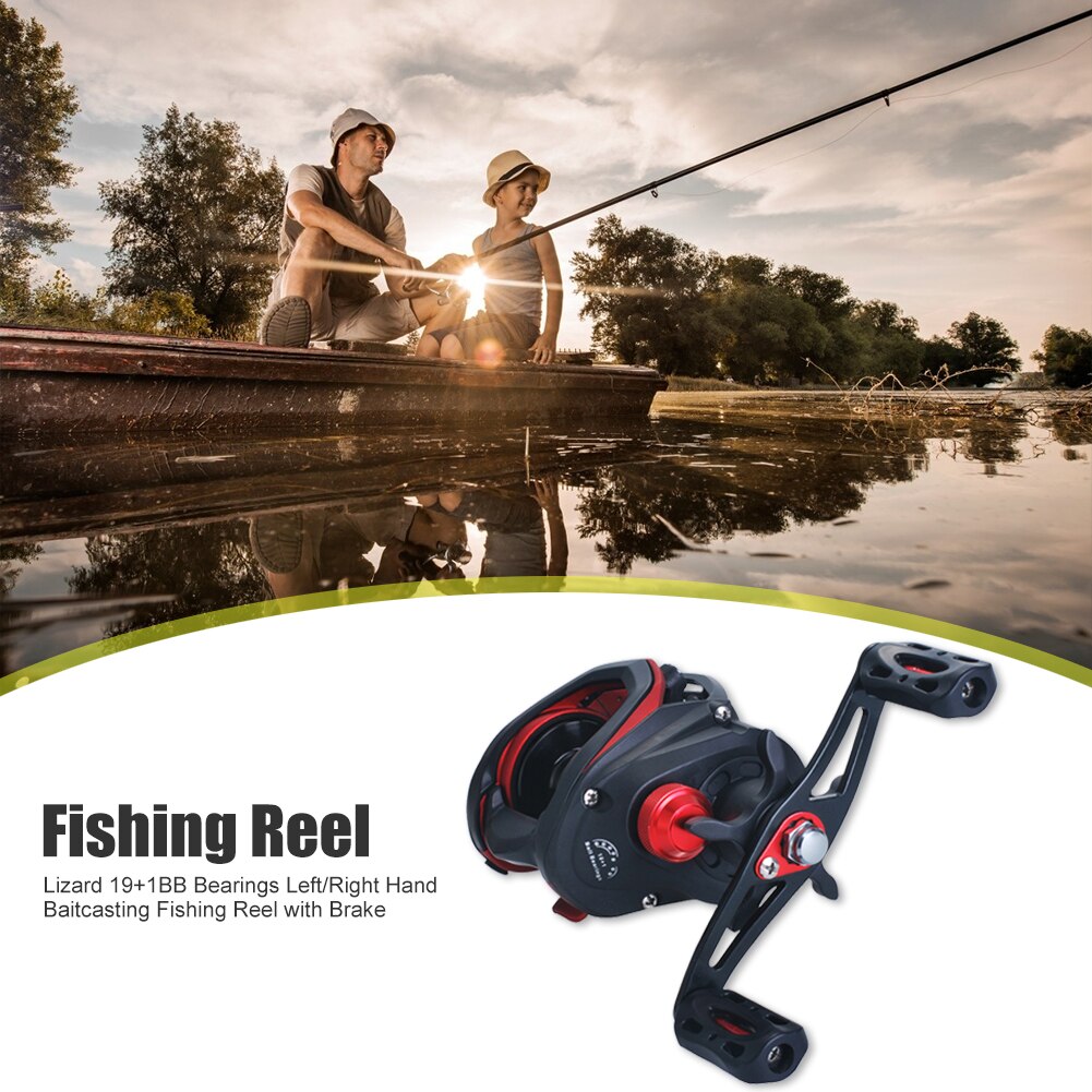 Left/Right Hand Fishing Reel Baitcasting Lizard 19+1BB Portable Hard Lure Outdoor Carrying Fishing Reel with Brake System