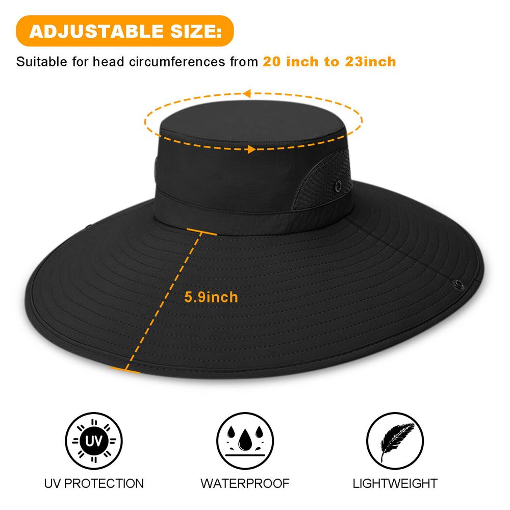 Hombres Mujeres Visera ancha Sombrero de ala Boonie Bucket Cap Verano Pesca Protección solar UV