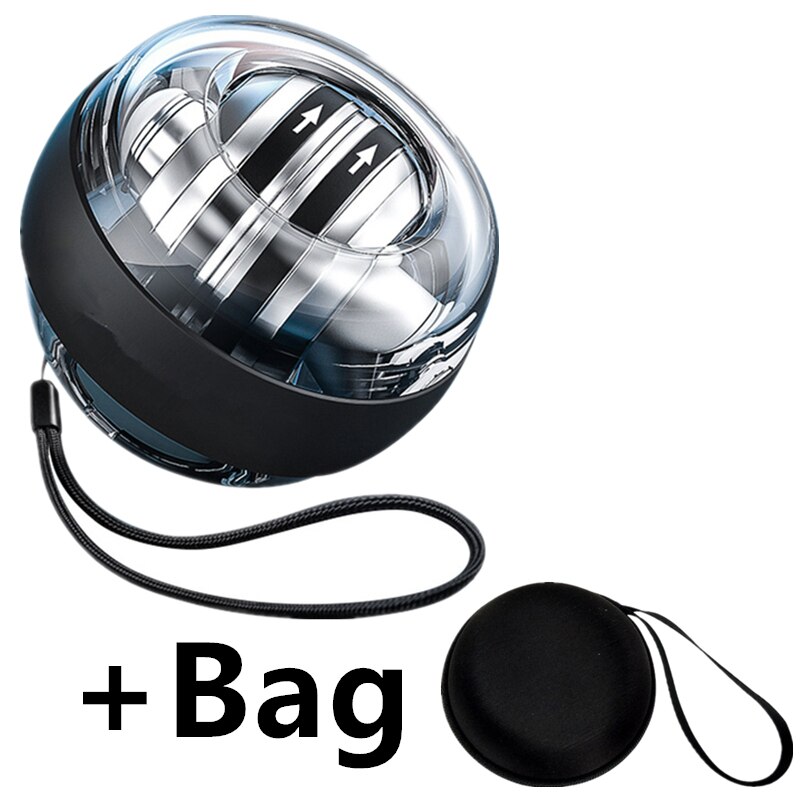 Led auto-avviamento Gyro Ball Powerball Contador braccio Expander allenatore manuale giroscopio polso forza esercizio rilassamento attrezzature per il Fitness: Black with bag