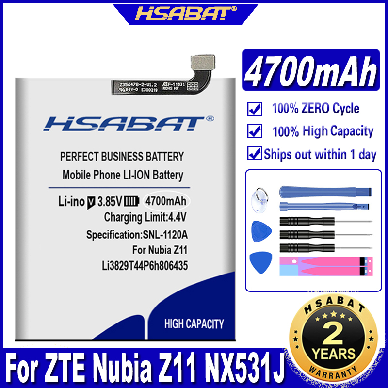 Batteria HSABAT 4700mAh per ZTE Nubia Z11 NX531J Nubia M2 Lite M2Lite NX573J M2 giocare a NX907J
