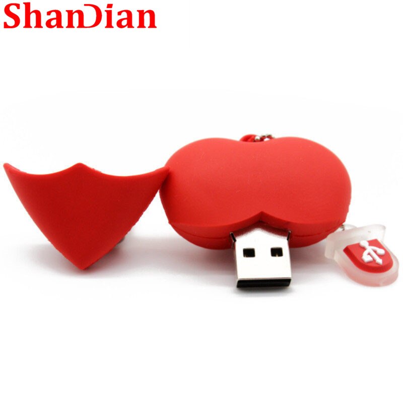 SHANDIAN nette herz-förmigen usb flash drive pen drive 4G/16G/32G/64G schönheit memory stick schöne für mädchen freies