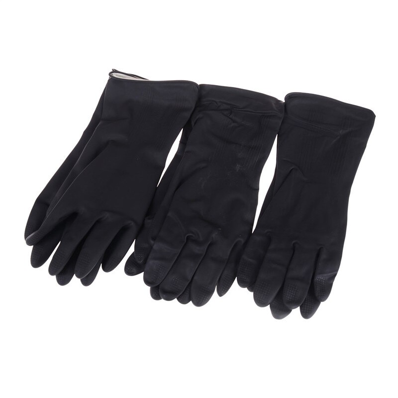 1 Paar Black Natural Rubber Handschoenen Zuur Alkali Bestendig Chemische Gauntlet Met Klauwen Huishoudelijke Graven Handschoenen