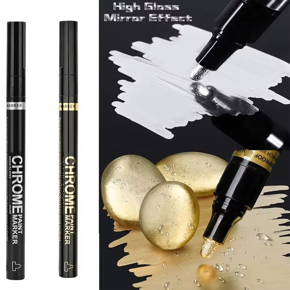 5/1 stücke Chrom Stift Marker Spiegel Wasserdichte Farbe Reparatur Für Rock Keramik Glas Metallic Gold/Silber 2mm Spitze: Licht Grün