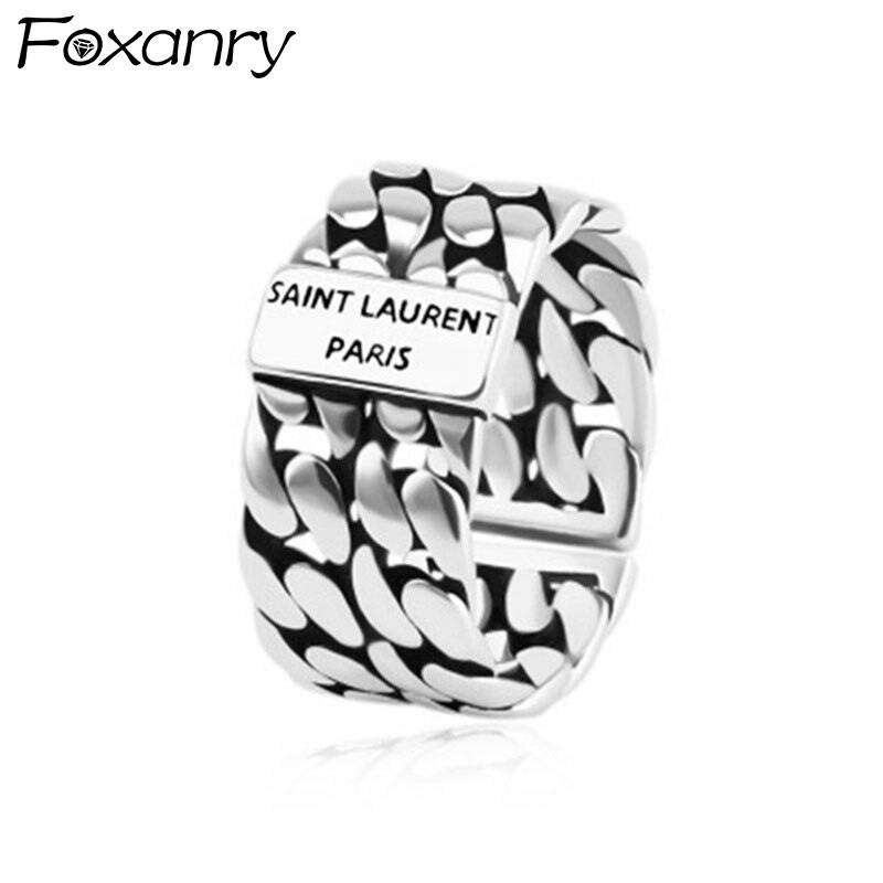 Foxanry 925 Sterling Silver Charmant Punk-Stijl Ringen Voor Vrouwen Koppels Engagement Sieraden Mode Accessoires Cadeau: Default Title