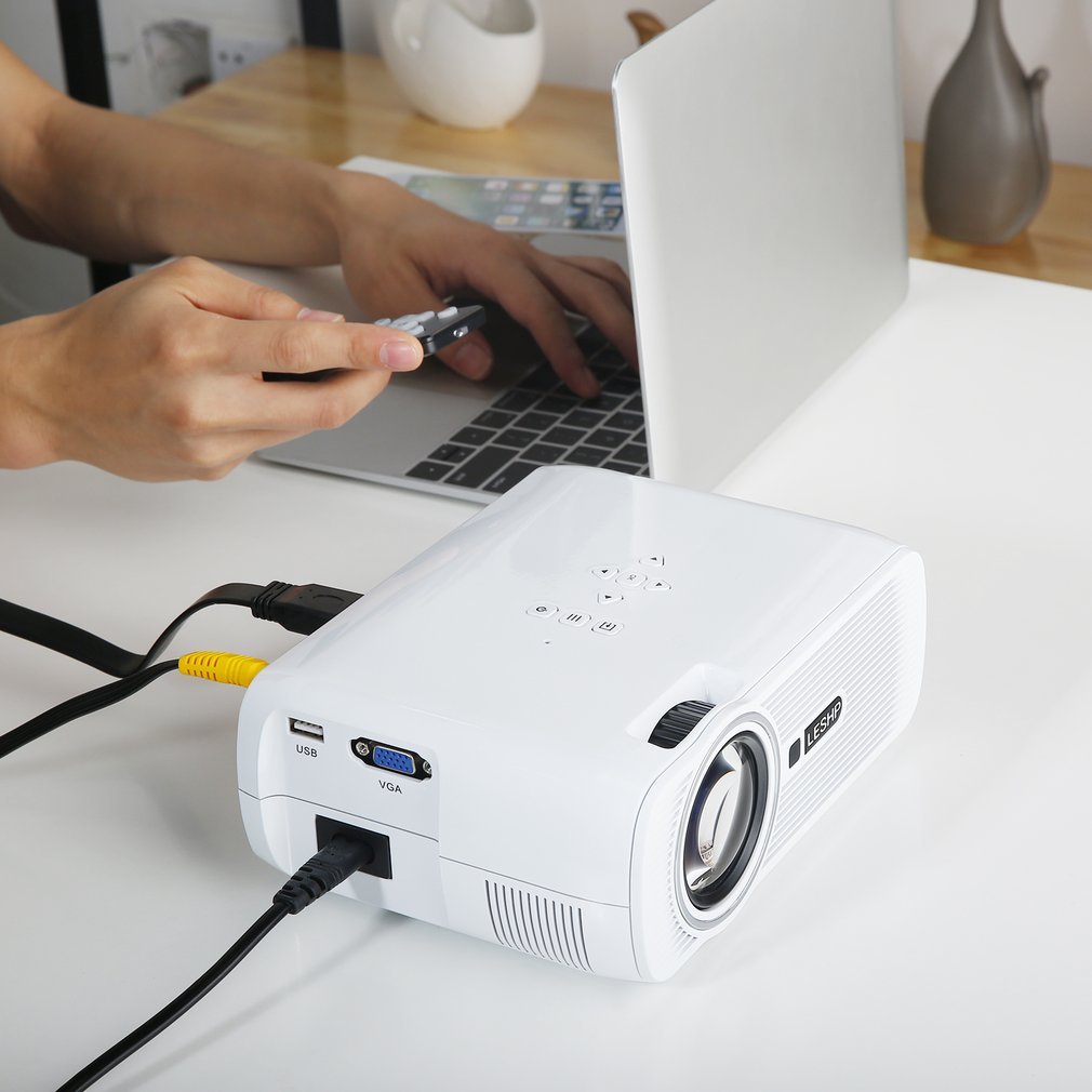 Leshp Draagbare Multi-Media Led Video Projector 1080P Hd 1200 Lm Met Keystone Voor Office Home Cinema Theater tv Game 1000:1